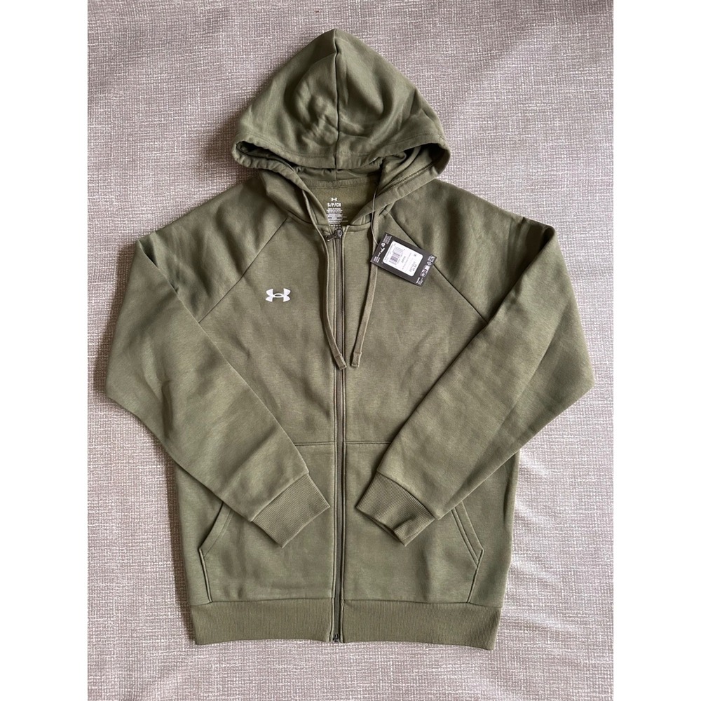 Under Armour Mens Rival Fleece Full Zip Hoodie Olive Green 1379767 Small NWT